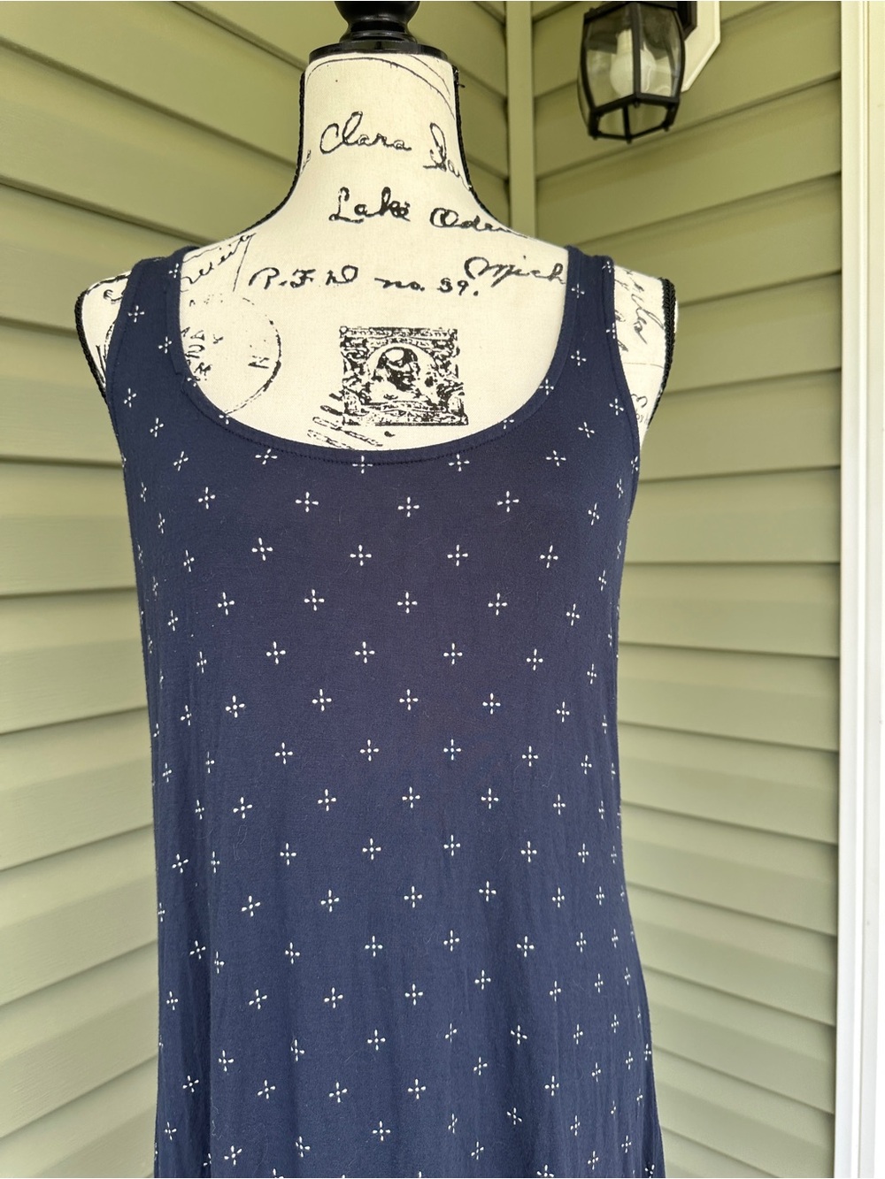 Old Navy Navy Sleeveless Printed Maxi Dress size M tall very soft stretchy comfy - Picture 2 of 6